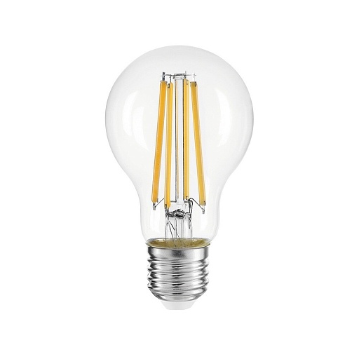 Лампа светодиодная филаментная Gauss Filament E27 4100К 15 Вт 1450 Лм 185-265 В груша A60 прозрачная Лампа светодиодная филаментная Gauss Filament E27 4100К 15 Вт 1450 Лм 185-265 В груша A60 прозрачная
