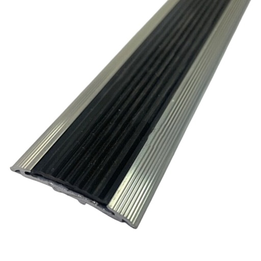 Порог алюминиевый одноуровневый стык 40х1800 мм сталь/черный с резиновой вставкой