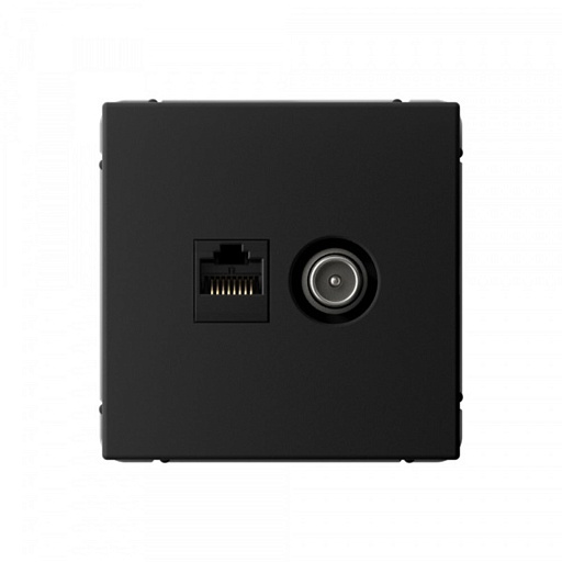 Розетка телевизионная/ компьютерная Systeme Electric ArtGallery встраиваемая карбон TV/ RJ45 (GAL001089)