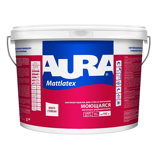 Краска моющаяся Aura Mattlatex база TR бесцветная 15 л