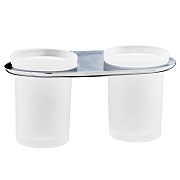 Стакан для ванной WasserKraft Kammel с держателем двойной стекло матовый/металл хром (K-8328D)