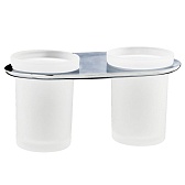 Стакан для ванной WasserKraft Kammel с держателем двойной стекло матовый/металл хром (K-8328D)
