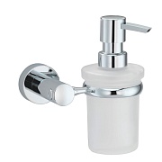 Дозатор для мыла WasserKraft Donau с держателем стекло матовый/металл хром (K-9499)