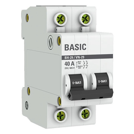 Выключатель нагрузки EKF Basic ВН-29 2Р 40А 230 В на DIN-рейку (SL29-2-40-bas) Выключатель нагрузки EKF Basic ВН-29 2Р 40А 230 В на DIN-рейку (SL29-2-40-bas)