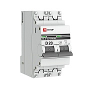 Автоматический выключатель EKF PROxima ВА 47-63 2Р 20А тип D 4,5 кА 660 В на DIN-рейку (mcb4763-2-20D-pro)