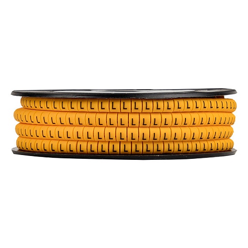 Маркеры кабельные (клипсы) EKF PROxima 3,6-6,4 мм буква L желтые (500 шт.) (plc-KM-4-L)