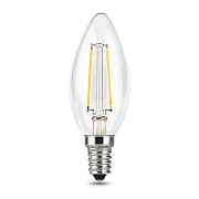 Лампа светодиодная филаментная Gauss E14 2700К 5 Вт 420 Лм 175-240 В свеча прозрачная