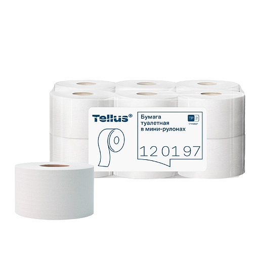 Туалетная бумага Tellus ТР-2 Стандарт в мини-рулонах 200 м (12 шт.) (120197)