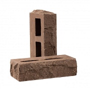 Кирпич облицовочный гиперпрессованный пустотелый шоколад рустированный углом М200 230х100х65 мм 0,7 NF Рубелэко