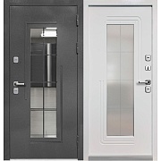 Дверь входная с терморазрывом Ferroni Luxor Termo 7 правая букле графит - эмалит белый со стеклопакетом 960х2050 мм