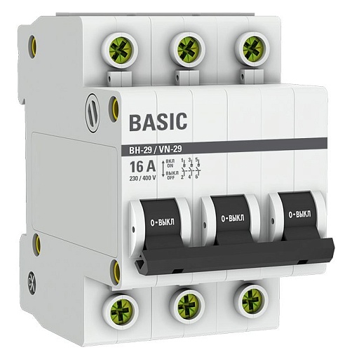 Выключатель нагрузки EKF Basic ВН-29 3Р 16А 400 В на DIN-рейку (SL29-3-16-bas) Выключатель нагрузки EKF Basic ВН-29 3Р 16А 400 В на DIN-рейку (SL29-3-16-bas)