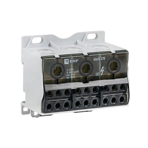 Блок распределительный тройной EKF PROxima на DIN-рейку и монтажную панель 84х75х49 мм 690 В IP20 175 А (kbr3-175)