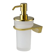 Дозатор для мыла WasserKraft Aisch с держателем стекло матовый/металл золото (K-5999)