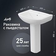 Комплект раковина с пьедесталом Lavelly Terra 61 см белая (1020760)