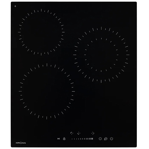 Варочная панель электрическая Krona Zauber 45 BL 1DZTS 3 конфорки черная Варочная панель электрическая Krona Zauber 45 BL 1DZTS 3 конфорки черная