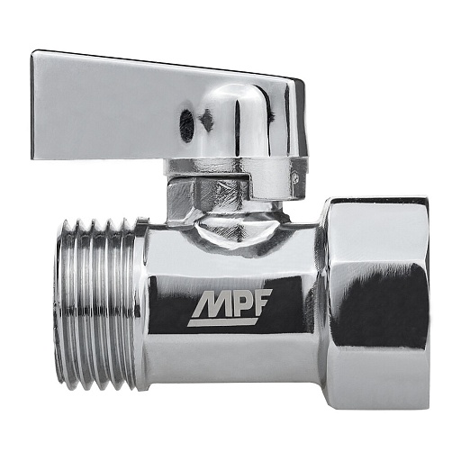 Кран шаровой латунный MPF 1/2 ВР(г) х 1/2 НР(ш) к бытовой технике хром мини проходной (ИС.081214) Кран шаровой латунный MPF 1/2 ВР(г) х 1/2 НР(ш) к бытовой технике хром мини проходной (ИС.081214)