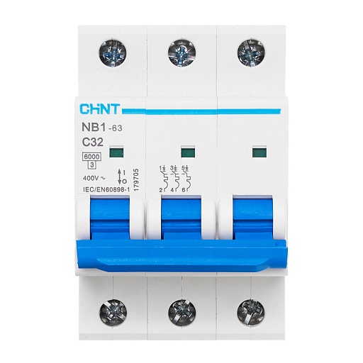 Автоматический выключатель модульный Chint NB1-63 3P 32А тип C 6 кА 400 В (179705)