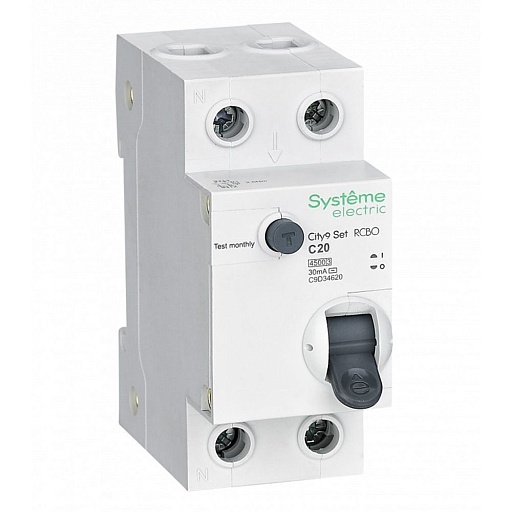 Автомат дифференциальный Systeme Electric City9 Set АВДТ 20А 1P+N тип AC 30 мА 4,5 кА (C9D34620) Автомат дифференциальный Systeme Electric City9 Set АВДТ 20А 1P+N тип AC 30 мА 4,5 кА (C9D34620)