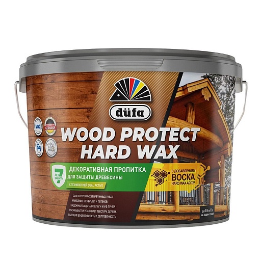 Антисептик Dufa Wood Protect Hard Wax декоративный для дерева бесцветный 9 л