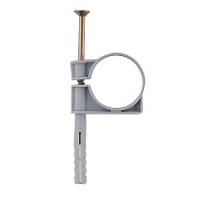 Хомут сантехнический 32-34 мм пластик с дюбелем для крепления трубы (2 шт.) Хомут сантехнический 32-34 мм пластик с дюбелем для крепления трубы (2 шт.)