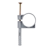 Хомут сантехнический 32-34 мм пластик с дюбелем для крепления трубы (2 шт.) Хомут сантехнический 32-34 мм пластик с дюбелем для крепления трубы (2 шт.)