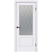 Дверь межкомнатная Ольсен 700х2000 мм эмаль белая со стеклом с замком