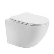 Унитаз подвесной Abber Bequem безободковый белый с сиденьем дюропласт микролифт смыв торнадо (AC1100T)