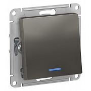 Переключатель Systeme Electric AtlasDesign одноклавишный встраиваемый сталь с подсветкой (ATN000963)