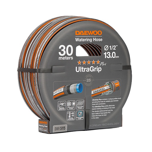 Шланг поливочный 1/2 30 м шестислойный Daewoo UltraGrip Plus ПВХ (DWH 5115) Шланг поливочный 1/2 30 м шестислойный Daewoo UltraGrip Plus ПВХ (DWH 5115)