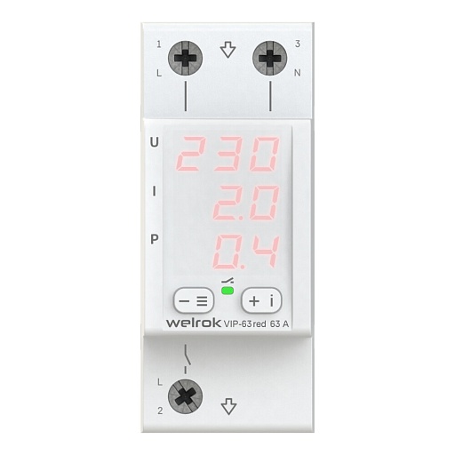 Реле напряжения модульное Welrok VIP-63 red 220 В 63 А тип AC цифровое