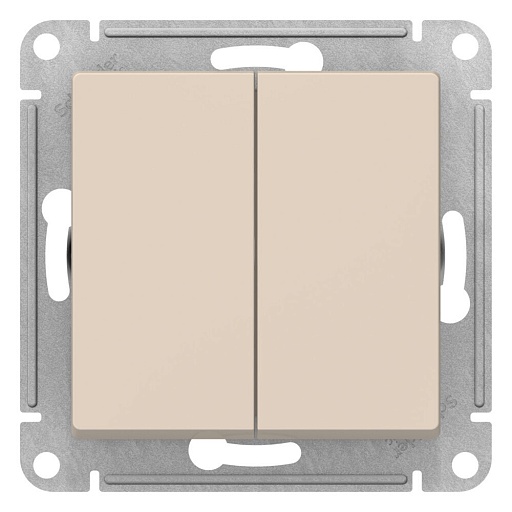 Переключатель Systeme Electric AtlasDesign двухклавишный встраиваемый бежевый (ATN000273)