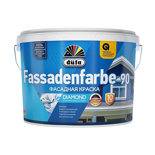 Краска фасадная Dufa Fassadenfarbe RD90 акриловая база 1 белая 9 л Краска фасадная Dufa Fassadenfarbe RD90 акриловая база 1 белая 9 л