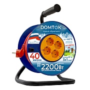 Удлинитель Domtok Арктик с заземлением 40 м на катушке 2,2 кВт 4 розетки КГ 3х1 кв.мм IP20