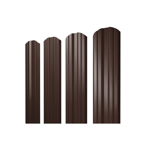 Евроштакетник двухсторонний twin 0,45 мм 100х1500 мм коричневый RAL 8017 фигурный срез