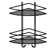 Полка для ванной Металаксон угловая двухъярусная с крючками 270х385х200 мм металл черная (48991-2ЧМ)