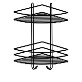 Полка для ванной Металаксон угловая двухъярусная с крючками 270х385х200 мм металл черная (48991-2ЧМ)