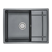 Мойка для кухни Granula 650x500х200 мм врезная прямоугольная с крылом кварц шварц Мойка для кухни Granula 650x500х200 мм врезная прямоугольная с крылом кварц шварц