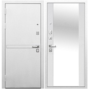 Дверь входная Ferroni 9СМ левая белая шагрень - эмалит белый с зеркалом 960х2050 мм