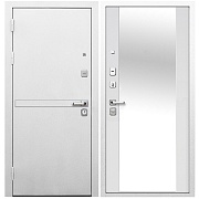 Дверь входная Ferroni 9СМ левая белая шагрень - эмалит белый с зеркалом 860х2050 мм