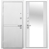 Дверь входная Ferroni 9СМ левая белая шагрень - эмалит белый с зеркалом 860х2050 мм