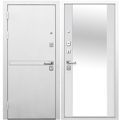 Дверь входная Ferroni 9СМ левая белая шагрень - эмалит белый с зеркалом 860х2050 мм Дверь входная Ferroni 9СМ левая белая шагрень - эмалит белый с зеркалом 860х2050 мм