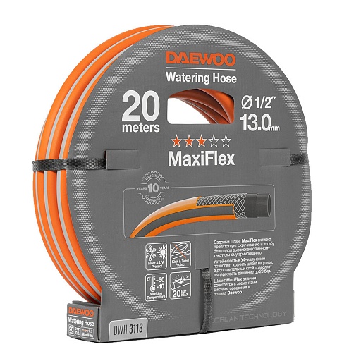 Шланг поливочный 1/2 20 м четырехслойный Daewoo MaxiFlex ПВХ (DWH 3113) Шланг поливочный 1/2 20 м четырехслойный Daewoo MaxiFlex ПВХ (DWH 3113)