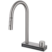 Смеситель для кухни Abber Wasser Kreis сатин с высоким изливом с вытяжной лейкой однорычажный (AF8114SP)