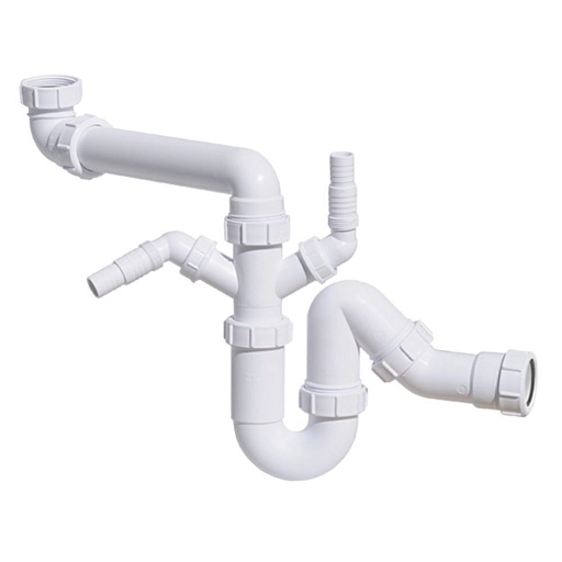 Сифон для раковины и мойки McAlpine 1 1/2х40 мм со смещением без выпуска с отводом (MRSK7-5571)