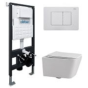 Комплект инсталляции Abber с унитазом Rechteck с кнопкой белой и сиденьем микролифт (AC1201-AC0105-AC0120MW)