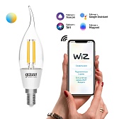 Лампа умная Gauss Smart Home филаментная диммируемая E14 4,5 Вт теплый/холодный 2000-6500 К IP00 свеча на ветру Лампа умная Gauss Smart Home филаментная диммируемая E14 4,5 Вт теплый/холодный 2000-6500 К IP00 свеча на ветру