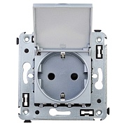 Розетка DKC Avanti встраиваемая серебристая с крышкой (1495218)