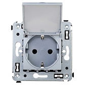 Розетка DKC Avanti встраиваемая серебристая с крышкой (1495218)