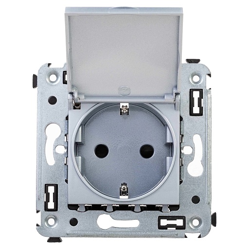 Розетка DKC Avanti встраиваемая серебристая с крышкой (1495218)
