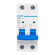 Автоматический выключатель модульный Chint NB1-63 2P 10А тип C 6 кА 400 В (179656)